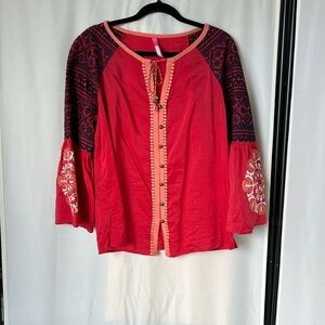 Plenty By Tracy Reese Embroidered Boho Top